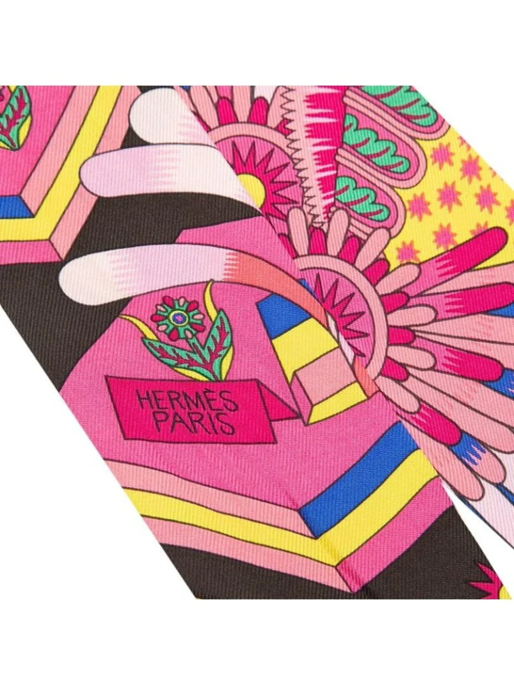 Hermes Twilly la Source de Pegase of Pegasus Scarf Pink Multicolor Silk - Picture 4 of 5